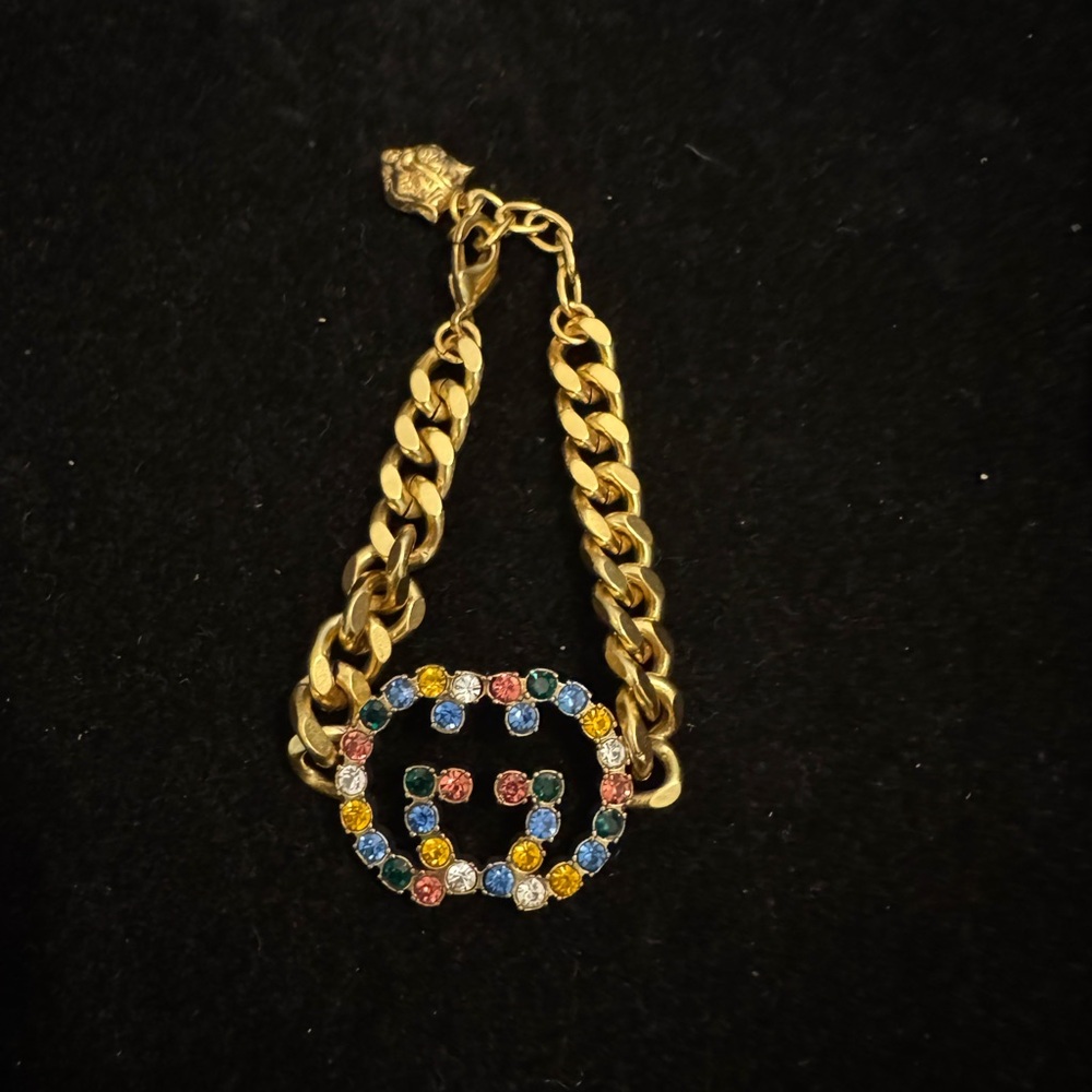 Gucci Gold Bracelet with Multicolor Gemstones